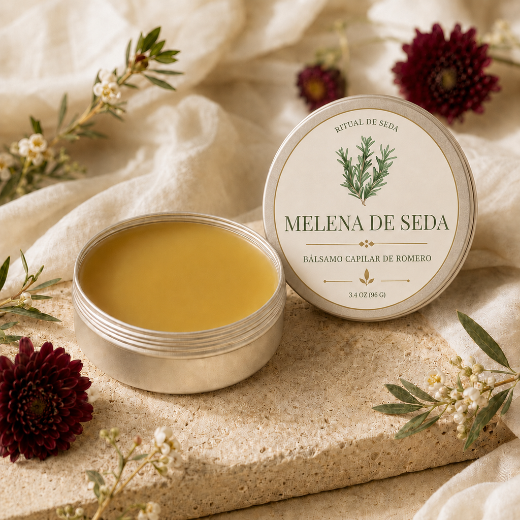 Melena de Seda – Bálsamo Capilar Botánico con Romero y Aceites Nutritivos | 3.4 oz